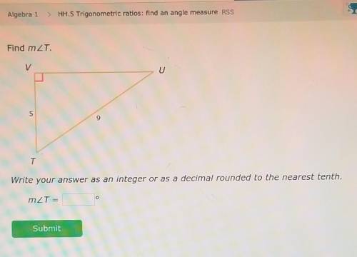 Trigonometric ratio: find an angle measure​