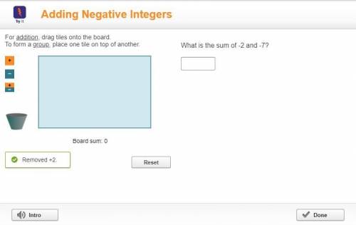 Adding Negative Integers What is the sum of -2 and -7?