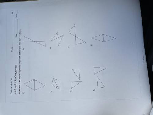 Determine if the two triangles are congruent. WILL GIVE BRAINLIEST NO LINKSS