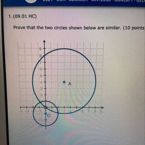 Prove that the two circles shown below are similar (plz help)