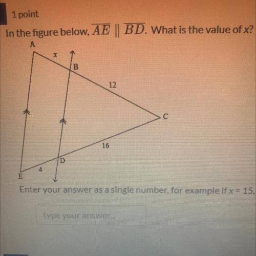 In the figure below, AE | BD. What is the value of x?
