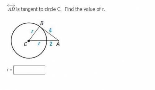 AB is tangent to circle C. Find the value of r.