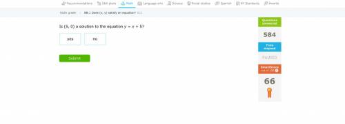 Is (5, 0) a solution to the equation y = x + 5?
Guys I need help