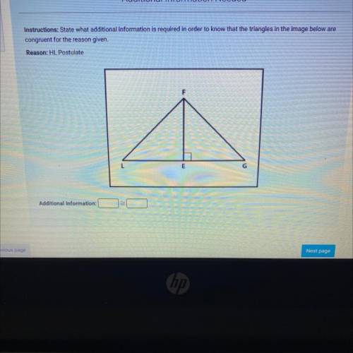 State what additional information is required in order to know that the triangle in the image below