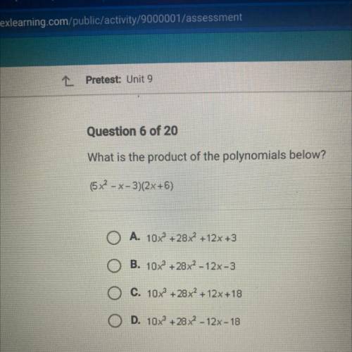 What is the product of the polynomials below?
(5x2 - x-3)(2x+6)