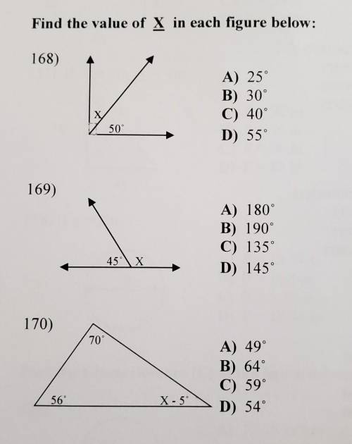 Find the value of X in each figure below​