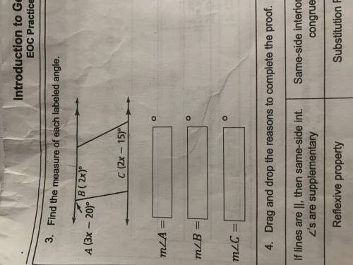 I need help 
measure of each labeled angle