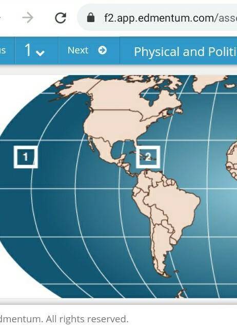 Look at the map and select the correct answer. ￼ In which area of the map are the US territories of