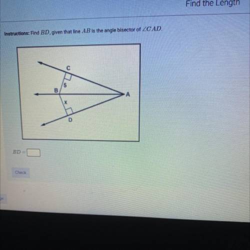 Find BD, given that line AB is the angle bisector of < CAD.