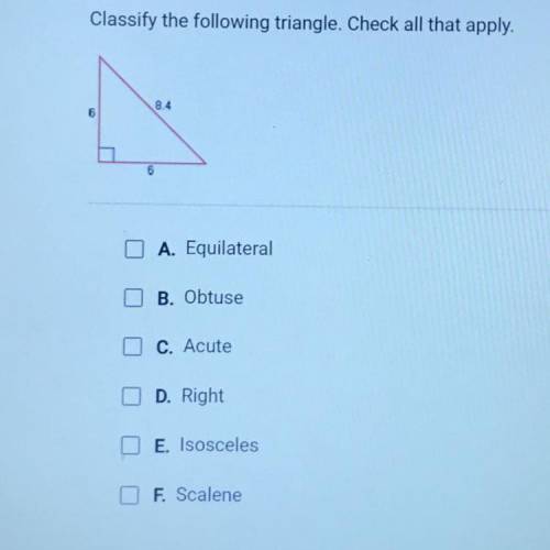 Classify the following triangle. Check all that apply.