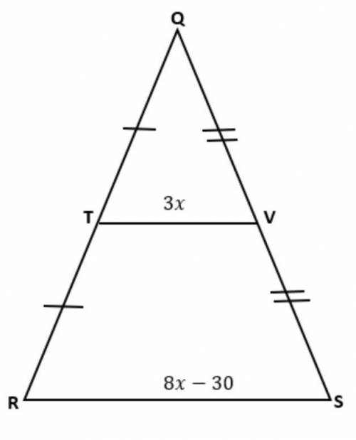 What is the value of x in the triangle below?
A. 18
B. 15
C. 6
D. 45