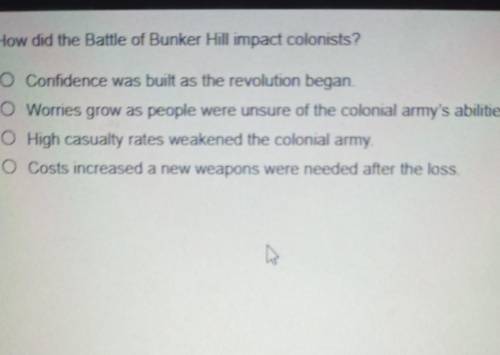 How did the Battle of Bunker Hill impact colonists??​
