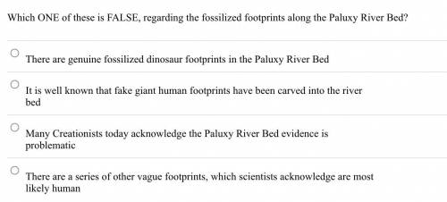 Which ONE of these is FALSE, regarding the fossilized footprints along the Paluxy River Bed?