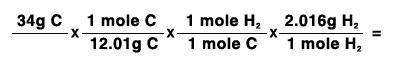 Use the problem below to answer the question:

34 grams of carbon reacted with an unlimited amount