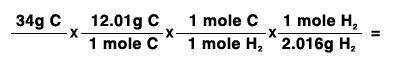 Use the problem below to answer the question:

34 grams of carbon reacted with an unlimited amount