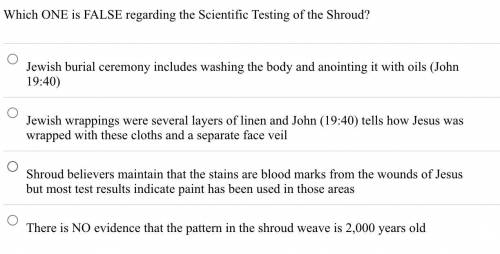 Which ONE is FALSE regarding the Scientific Testing of the Shroud?