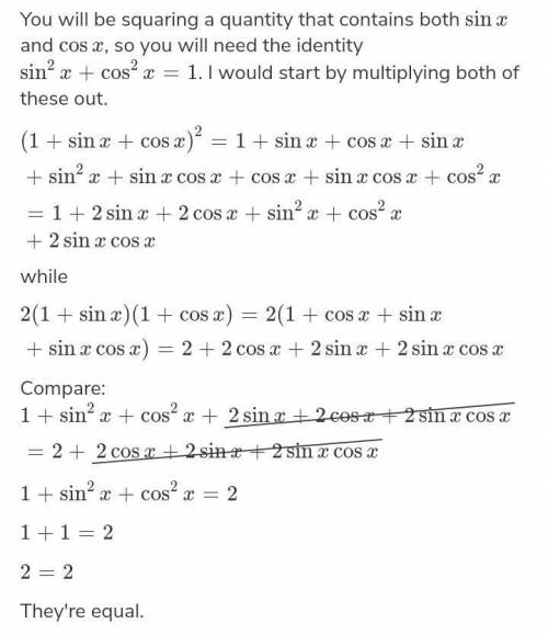 (1-sinx+cosx)^2 = 2(1+sinx)(1+cosx)​