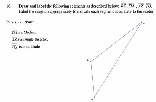 Draw and label the following segment as described below: RZ, TM, AZ, TQ

Label the diagram appropr