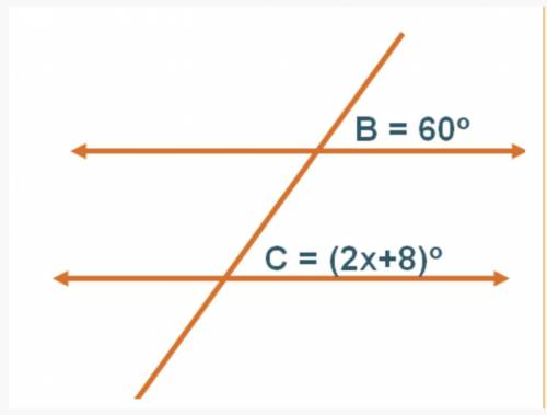 Parallel Lines:

If the two lines are parallel and cut by a transversal line, what is the value of