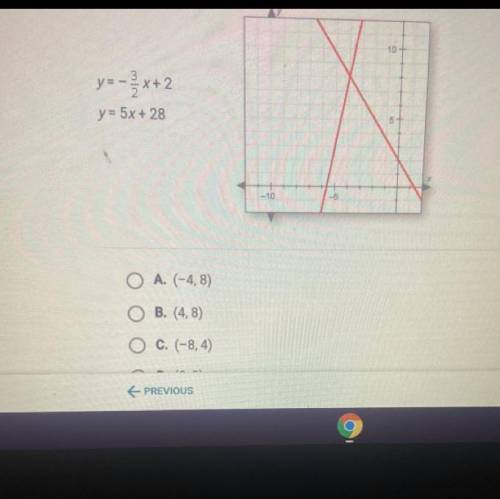 HELP OR IM GONNA FAIL pleasee Last one

What is the solution to the system of equations graphe