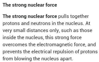 Which force prevents protons from repelling each other inside a nucleus?

the gravitational force
