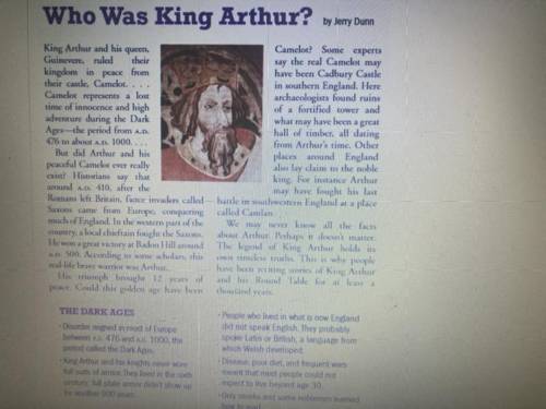 Assignment

After you have read the article Who Was King Arthur? complete this assignment by ans