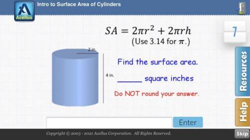 Surface area of cylinders
2in radius 4in height use 3.14 for pi. need help