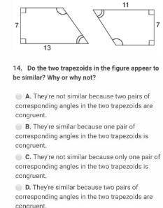 Do the two trapezoids in the figure appear to be similar? why or why not?