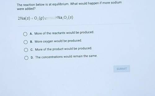 The reaction below is at equilibrium. What would happen if more sodium were added? ​