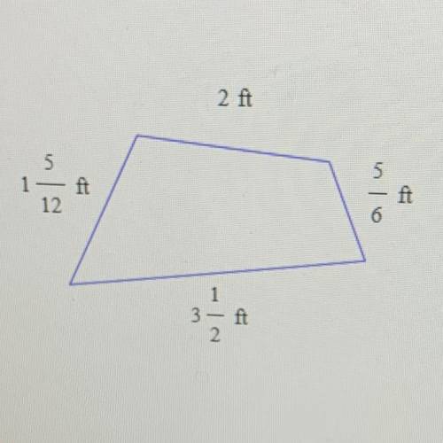 Find the perimeter of the following quadrilateral.￼

Write your answer as a mixed number in simple