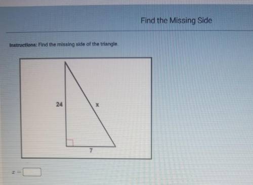 Find the missing side of the triangle​