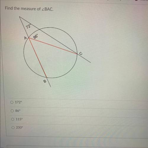Find the measure of angle BAC.