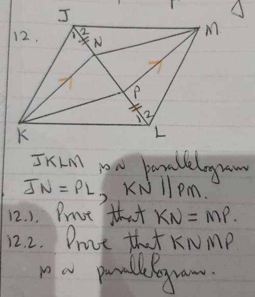 Prove that kn=mp and knmp is a parallelogram ​