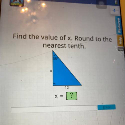 I need help to find the value of x. Round to the nearest tenth