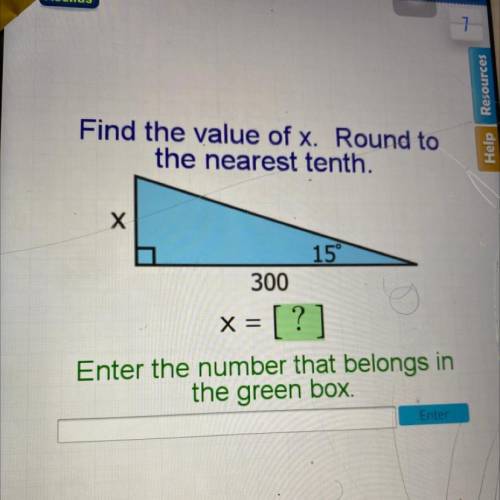 Find the value of x. Round to
the nearest tenth.