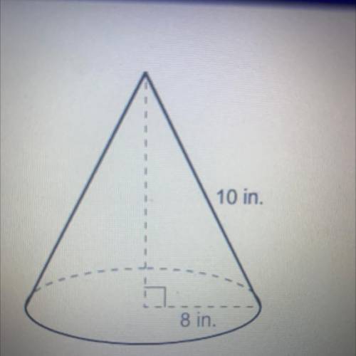 What is the surface area of the cone?

•144pi in sq. 
•132pi in sq. 
•36pi in sq. 
•60pi in sq.