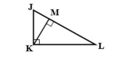In triangle JKL, JKL is a right angle, KM and is an altitude. JL=20 and ML=15, find KL