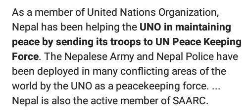 Nepal's commitment to world peace 
answer in breif