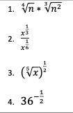 Please apply the properties of rational exponents to simplify expressions with radical or rational