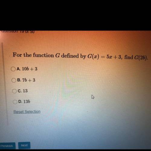 For the function G defined by G(x) = 5x + 3, find G(2)