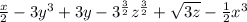 \frac{x}{2} -3y^{3} +3y-3^{\frac{3}{2} } z^{\frac{3}{2} } +\sqrt{3z} -\frac{1}{2} x^{3}