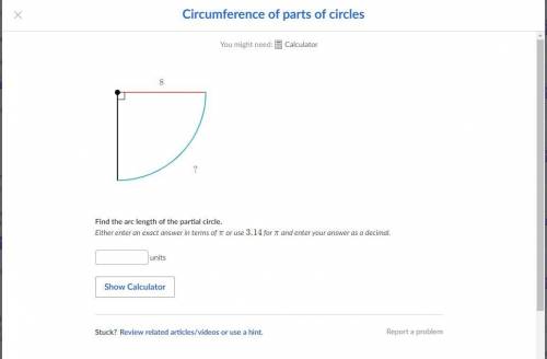 Find the arc length of the partial circle.