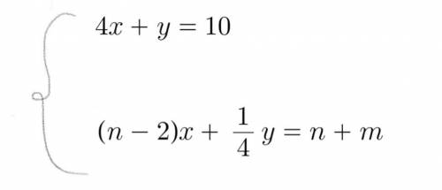 Determine the values of n and m so that the following system have infinite number of solutions