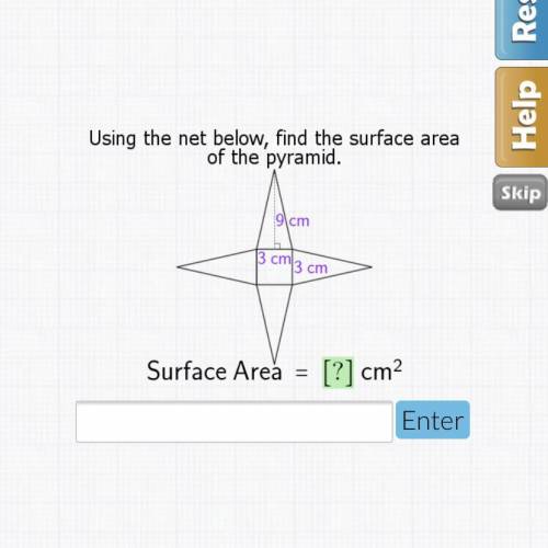 Using the net below find the surface area of the pyramid?