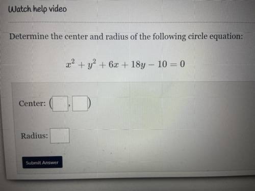 Determine the center and radius of the following circle equation: