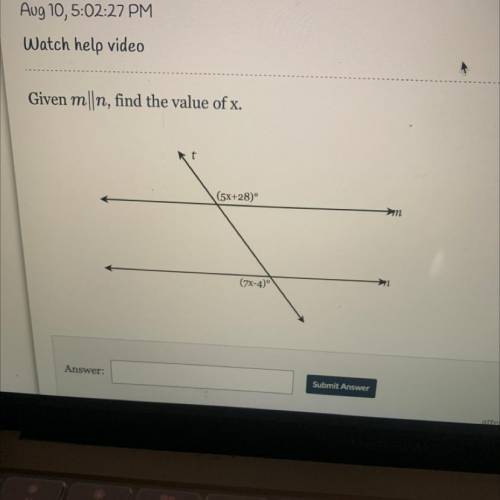Given m||n, find the value of x