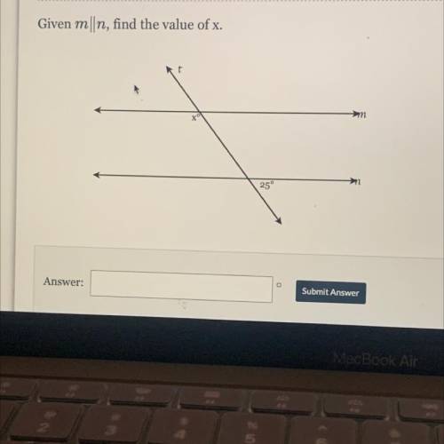 Given m||n, find the value of x