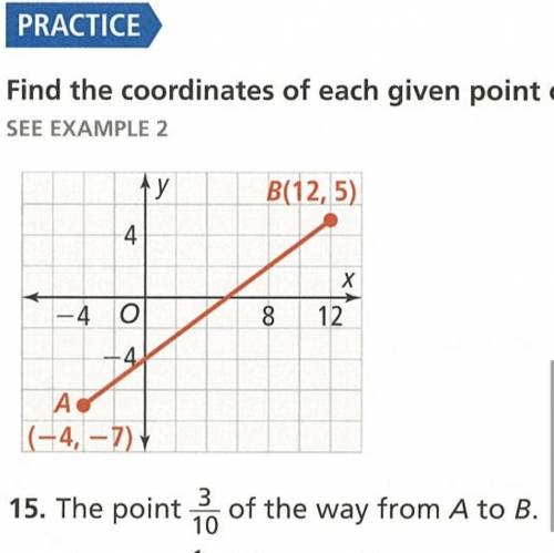 The point 3/10 of the way from A to B. someone please show me how to do this

A is (-4,7)
B is (12