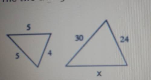 The two triangles are similar what is the length of the missing side show your work