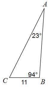 FIRST CORRECT ANSWER PROVIDING AN EXPLANATION WILL GET BRAINLIEST!!!

Solve the triangle. Round yo